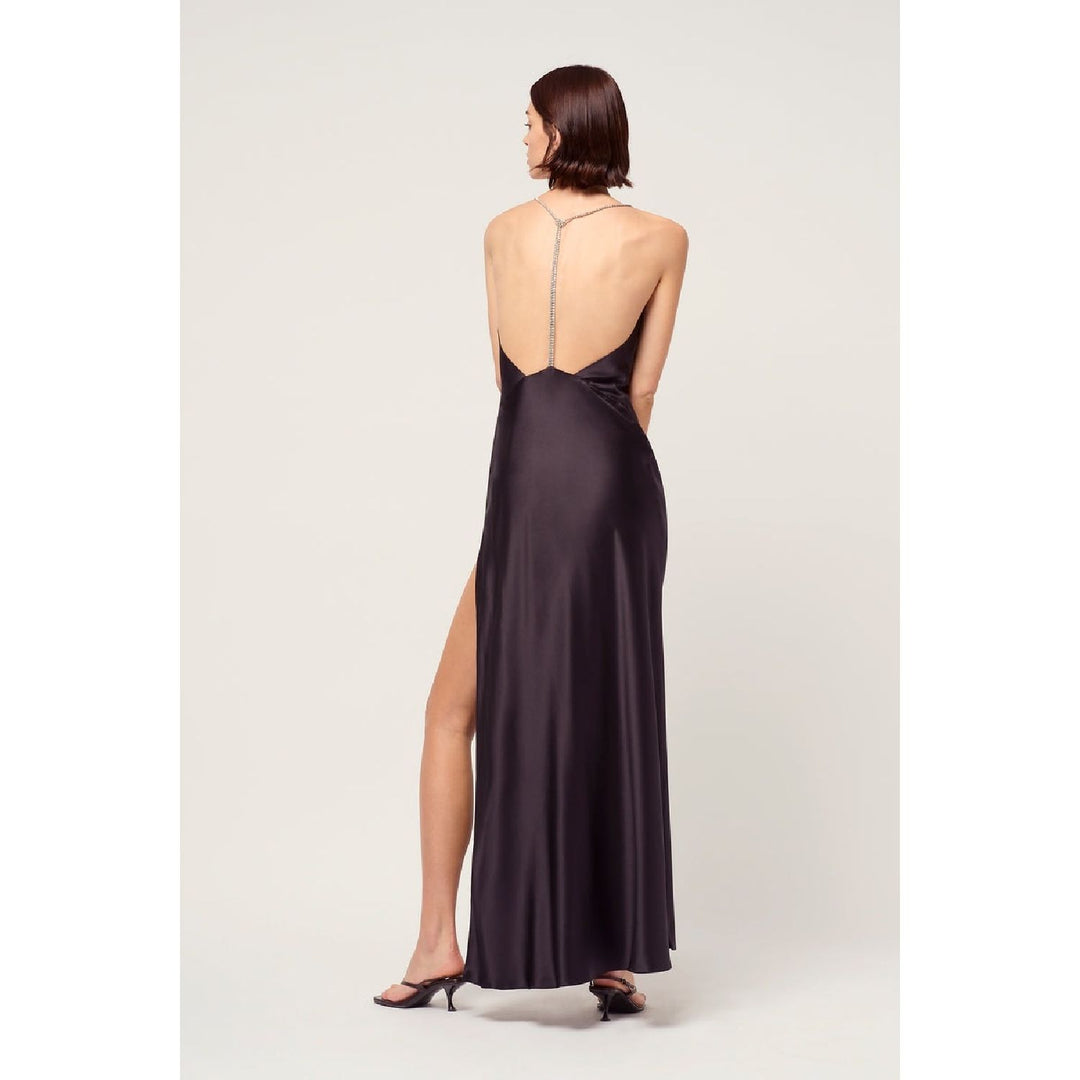 Michael Lo Sorde Anna V Neck Crystalline Slip Dress RRP $1,190