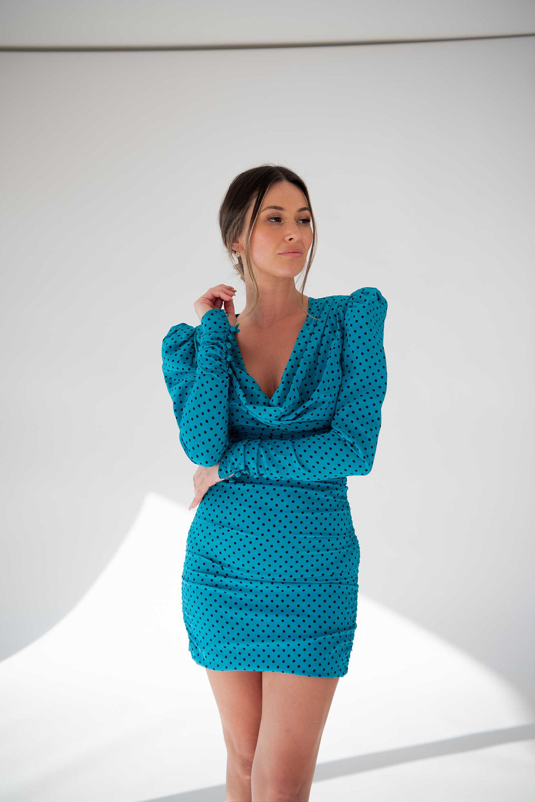 Alessandra Rich Satin Pea-Cock Polka Dot Mini Dress - RRP $2,665